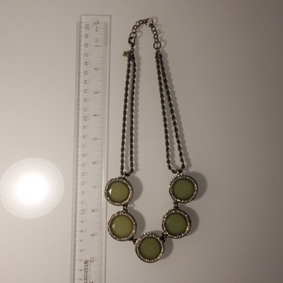 BANANA REPUBLIC Statement Necklace with String of Large Lite Green Circles - Picture 3 of 8